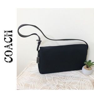 Vintage Authentic Coach Textile Leather Black Bag Purse